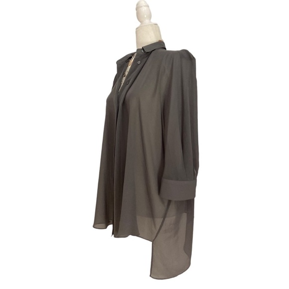 Acne Silk Chiffon Silk Blouse cutout back Collar pointed shoulder Asymmetrical - Picture 3 of 8